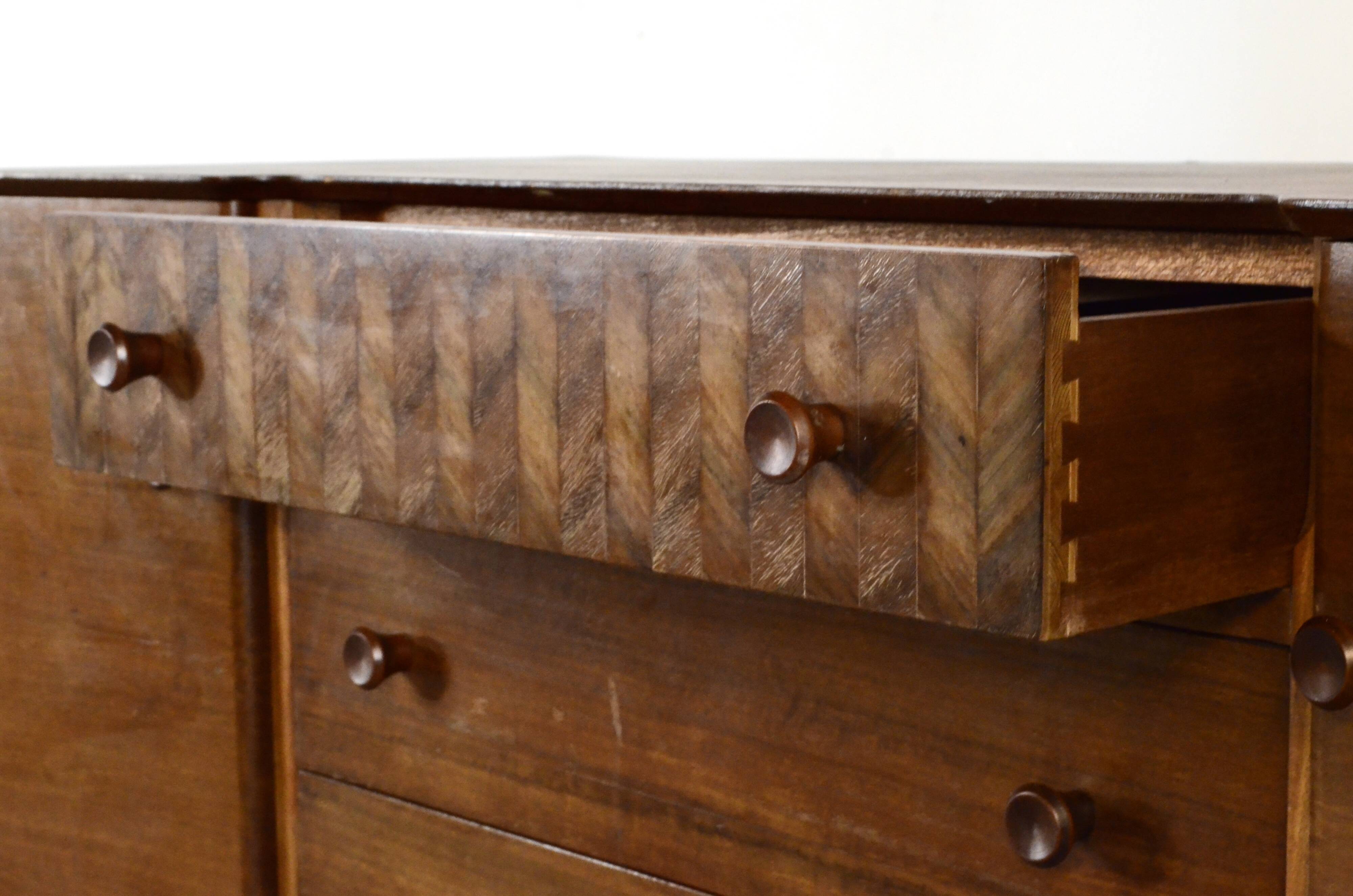 Vintage Midcentury Uniflex Walnut And Teak Sideboard / Dressing Table.