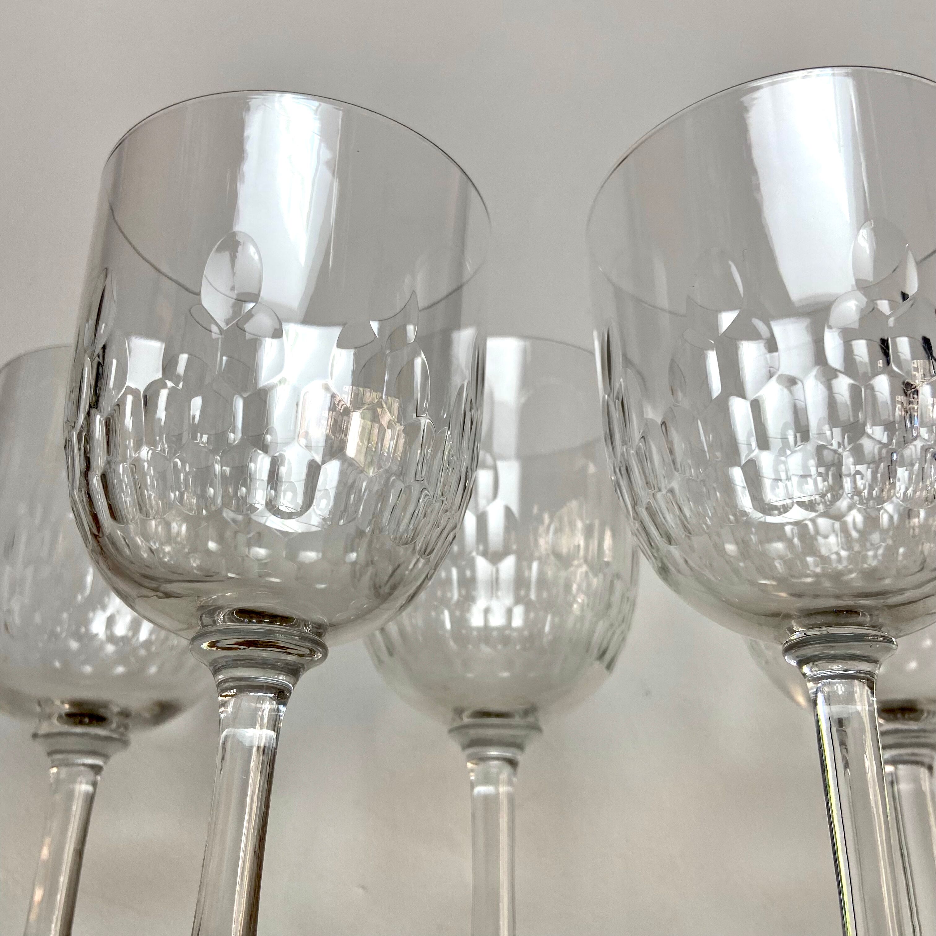 6 vintage cut crystal glasses