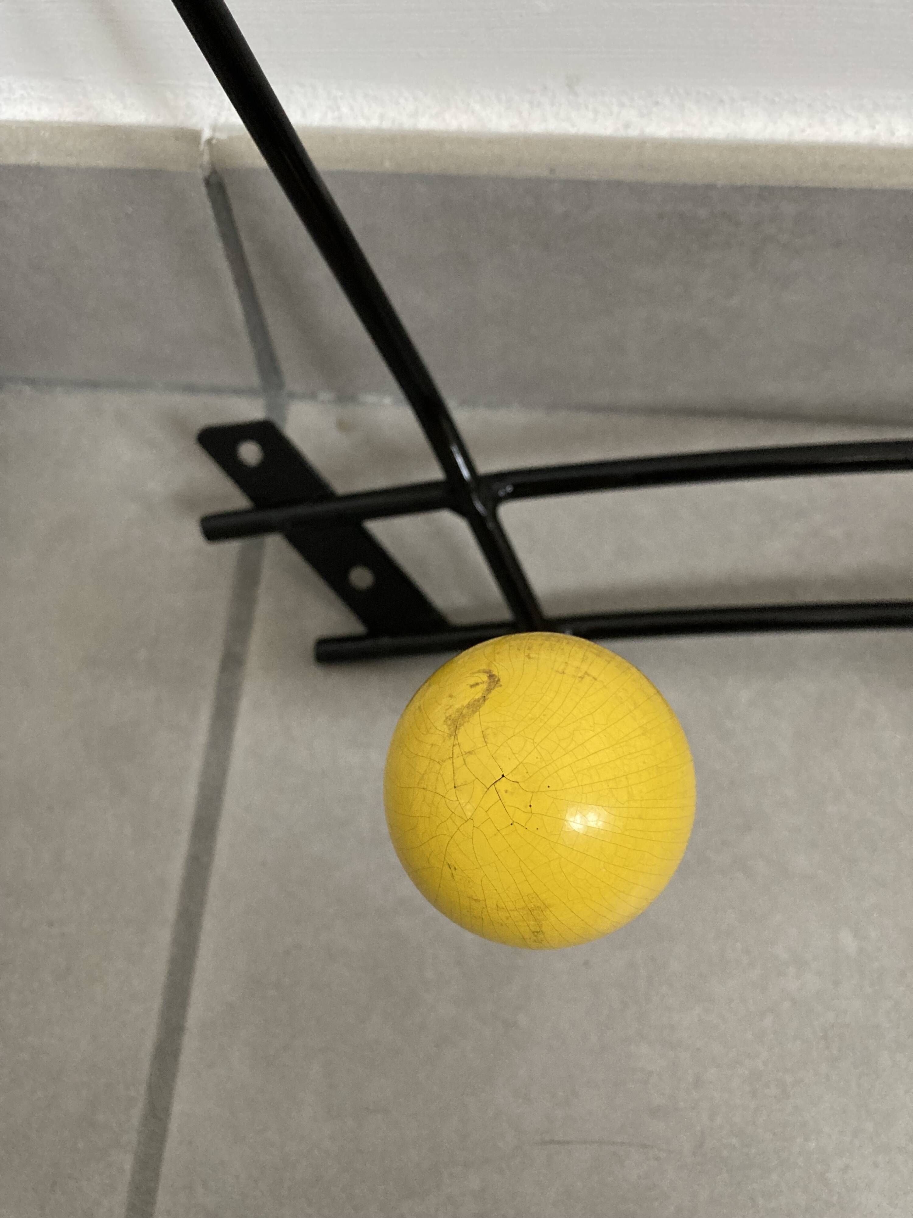 Metal coat rack with 6 wooden balls, 1950s-1960s