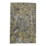 6x10 Sage Green Bohemian Style Wool Vintage Rug, 190x296 Cm