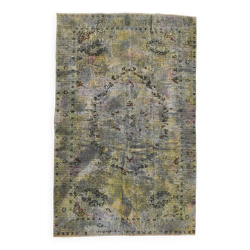 Tapis vintage en laine de style bohème vert sauge