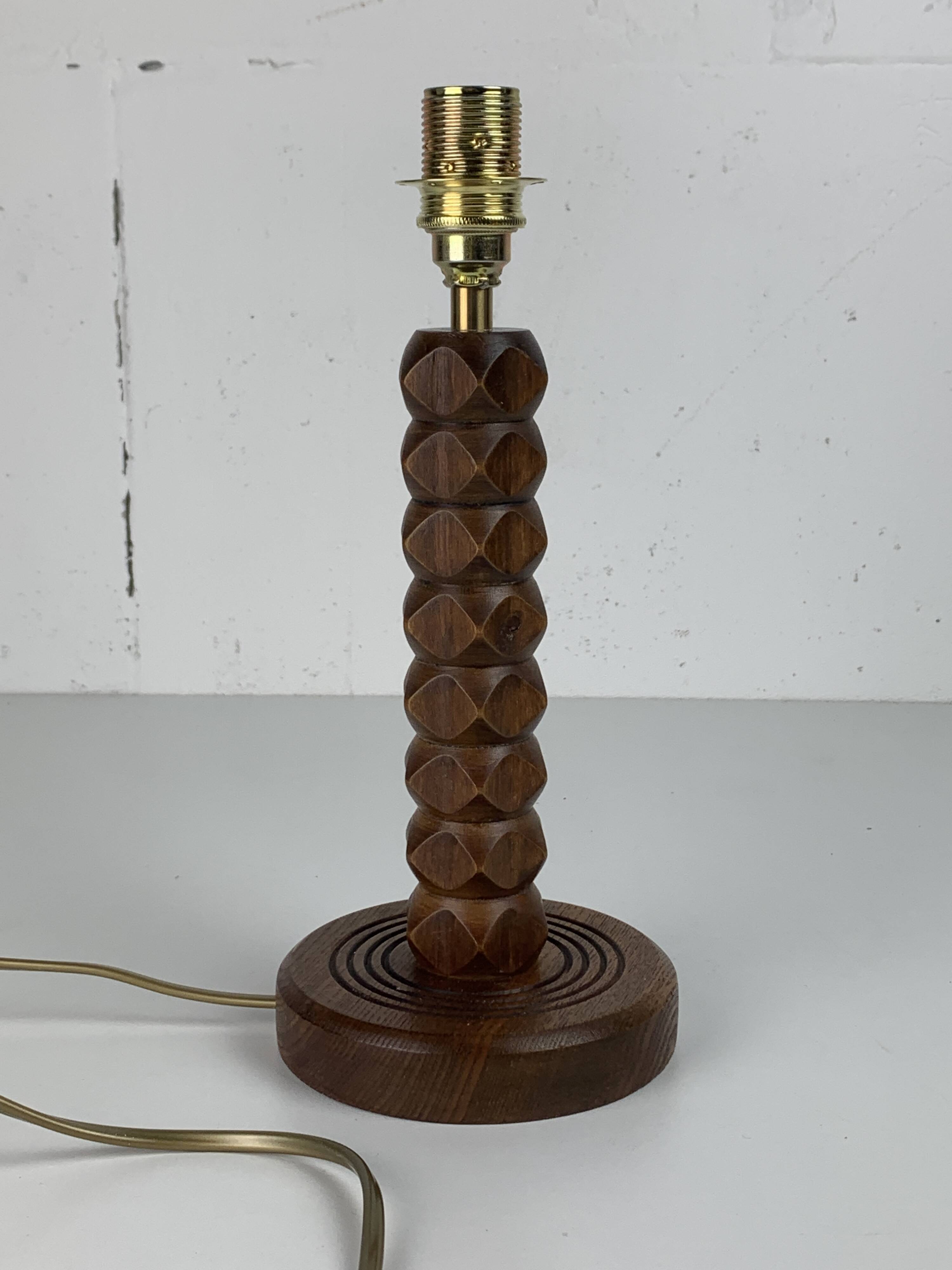 French modernist wood turned mushroom cocoon table lamp, 1950s