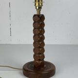 French modernist wood turned mushroom cocoon table lamp, 1950s