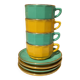 Lot 4 grandes tasses bistrot porcelaine apilco yves deshoulières
