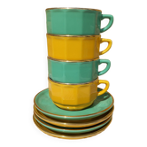 Set of 4 large porcelain bistro cups apilco yves deshoulières