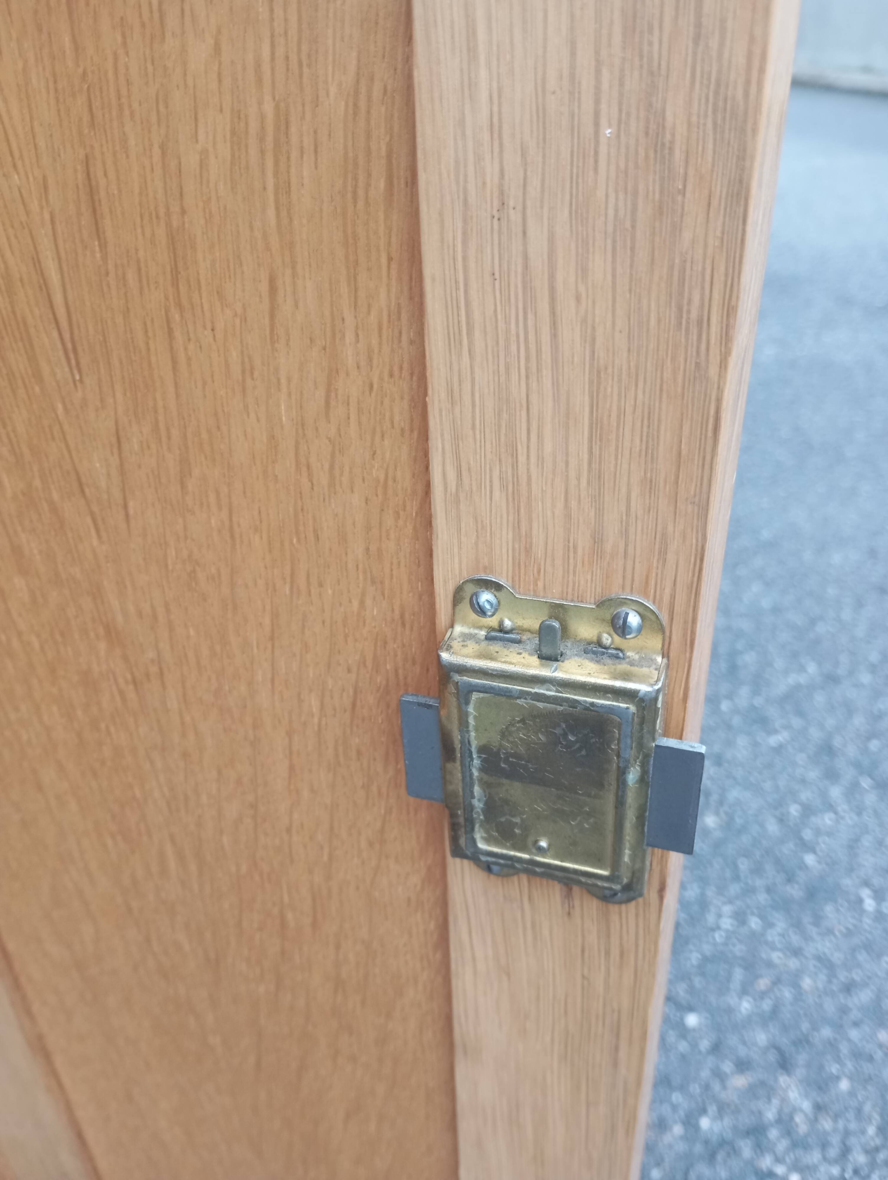 Vintage oak and rattan wardrobe