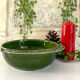 Christmas serving bowl, French BCI holly ceramic bowl, green glazed