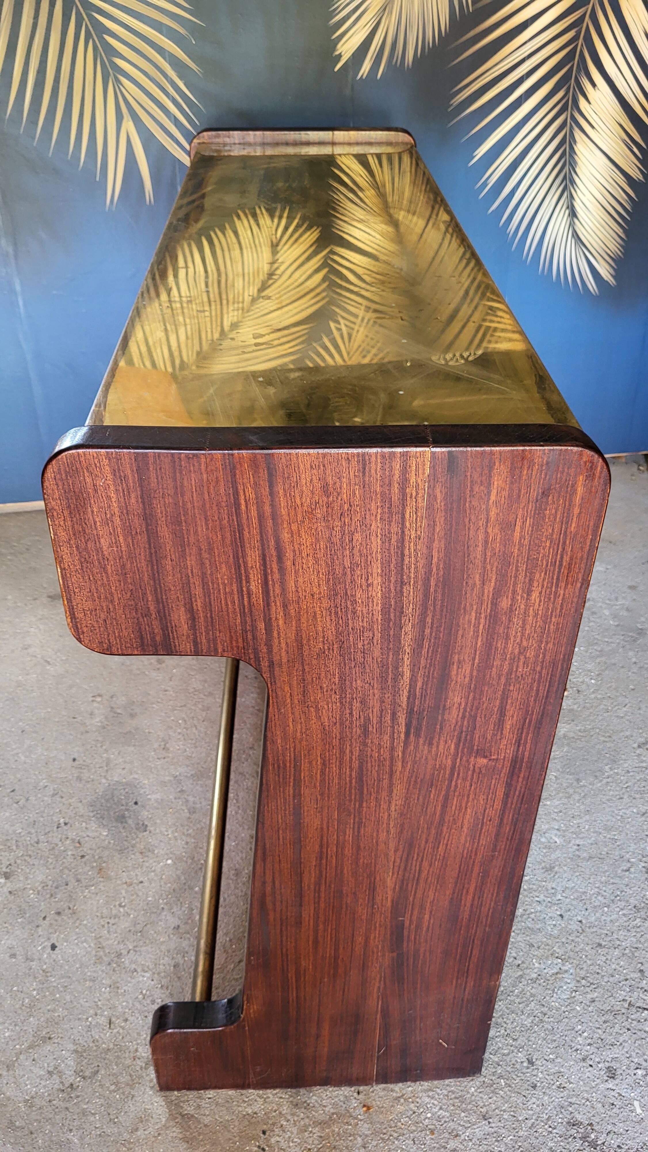 Palissandre and vintage brass bar counter from the 1960s.