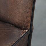 Great set of 8 stylish vintage sheepskin dining chairs with character