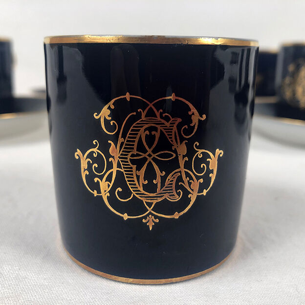 Together, Limoges, Jean Pouyat cups and sub-cups blue oven background