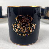 Together, Limoges, Jean Pouyat cups and sub-cups blue oven background