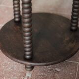 Turned wood coffee table, wooden side table, bedside table.