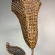 Large midcentury rattan wicker flower table lamp, 1960s