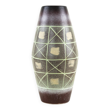 West German ceramic vase with geometric pattern, glazed pottery from the 1970s