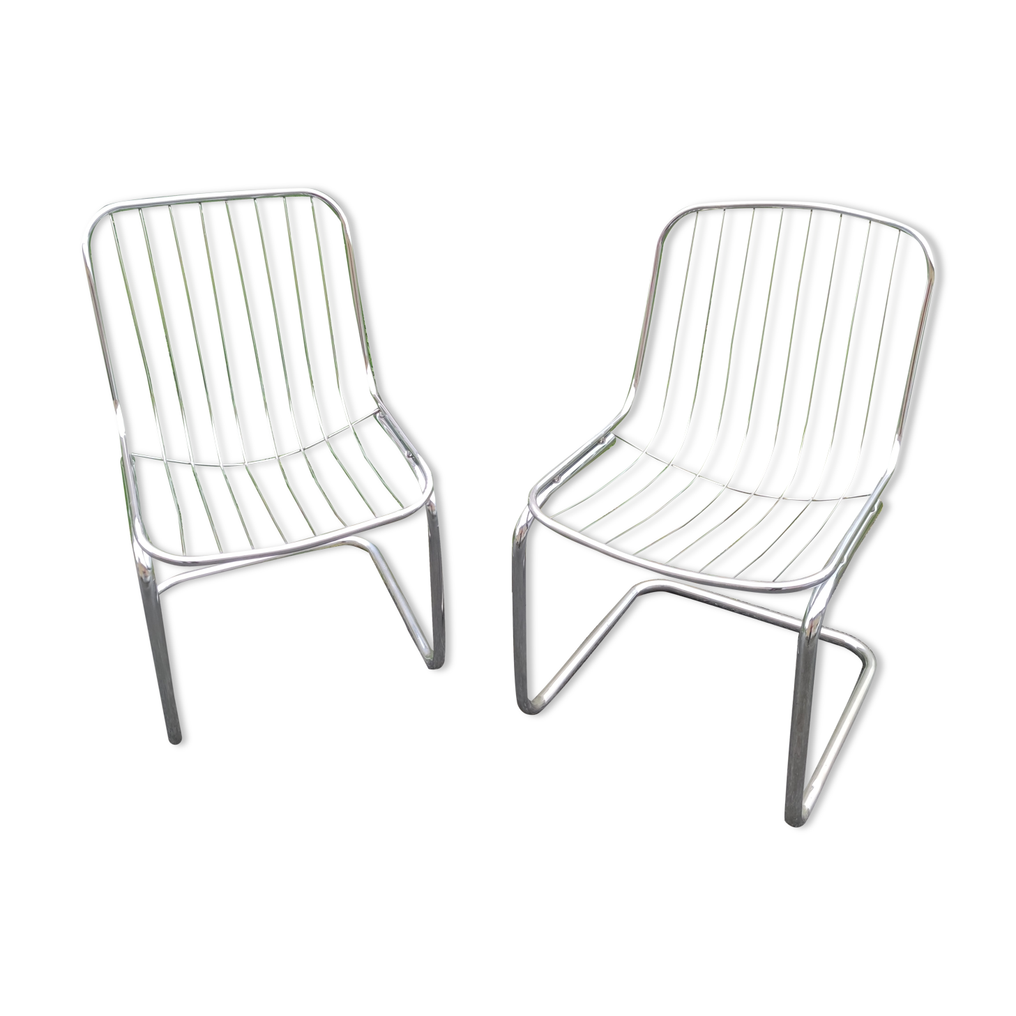 Pair of wired metal chairs 1970