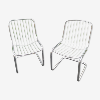 Pair of wired metal chairs 1970