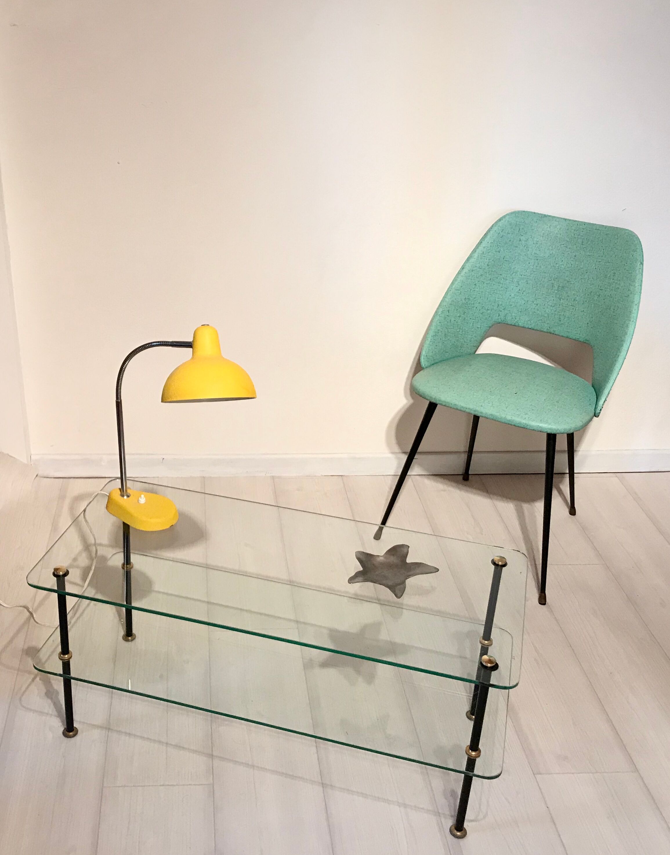 60s glass coffee table