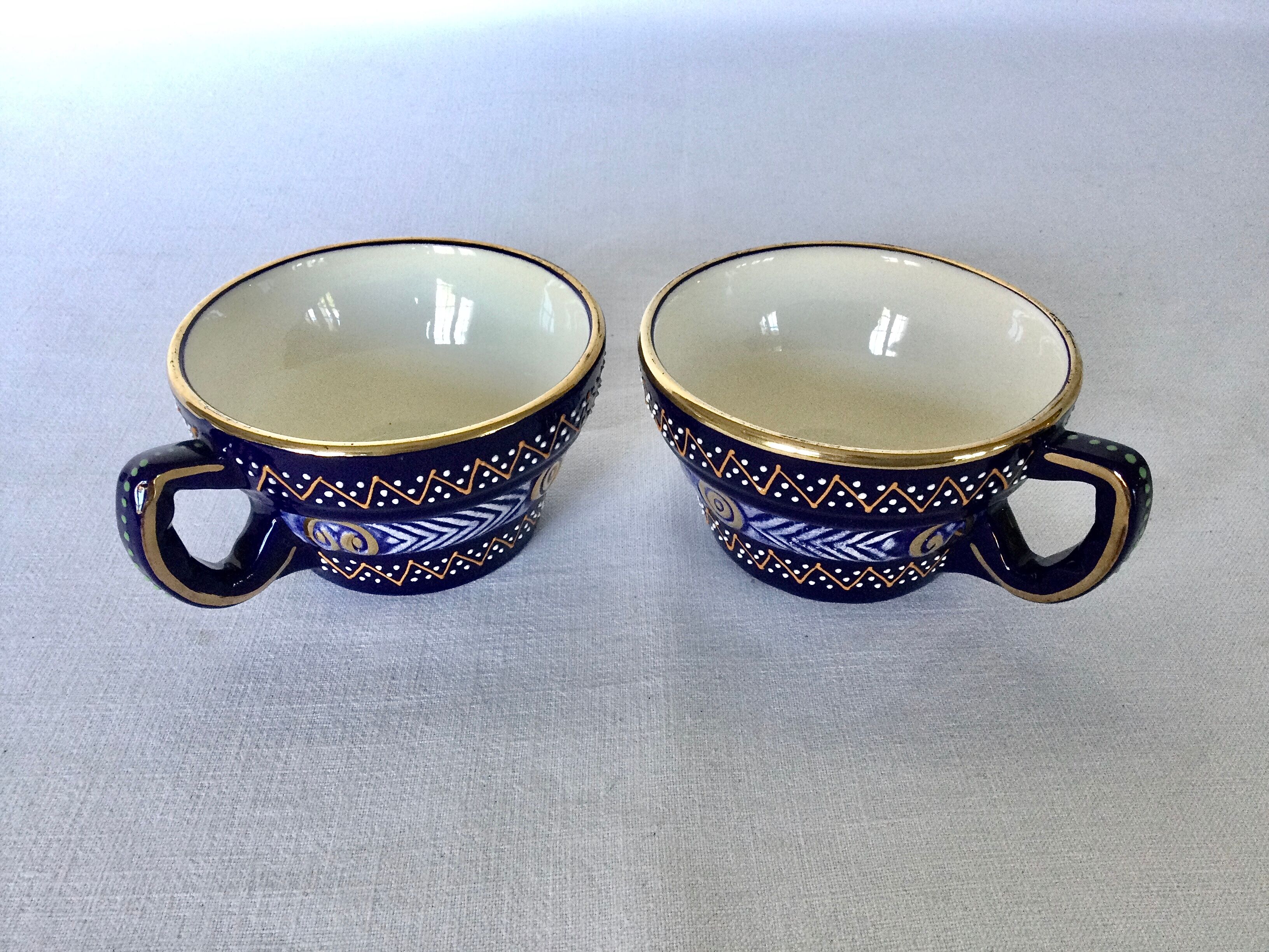 HB Quimper earthenware lunch pair
