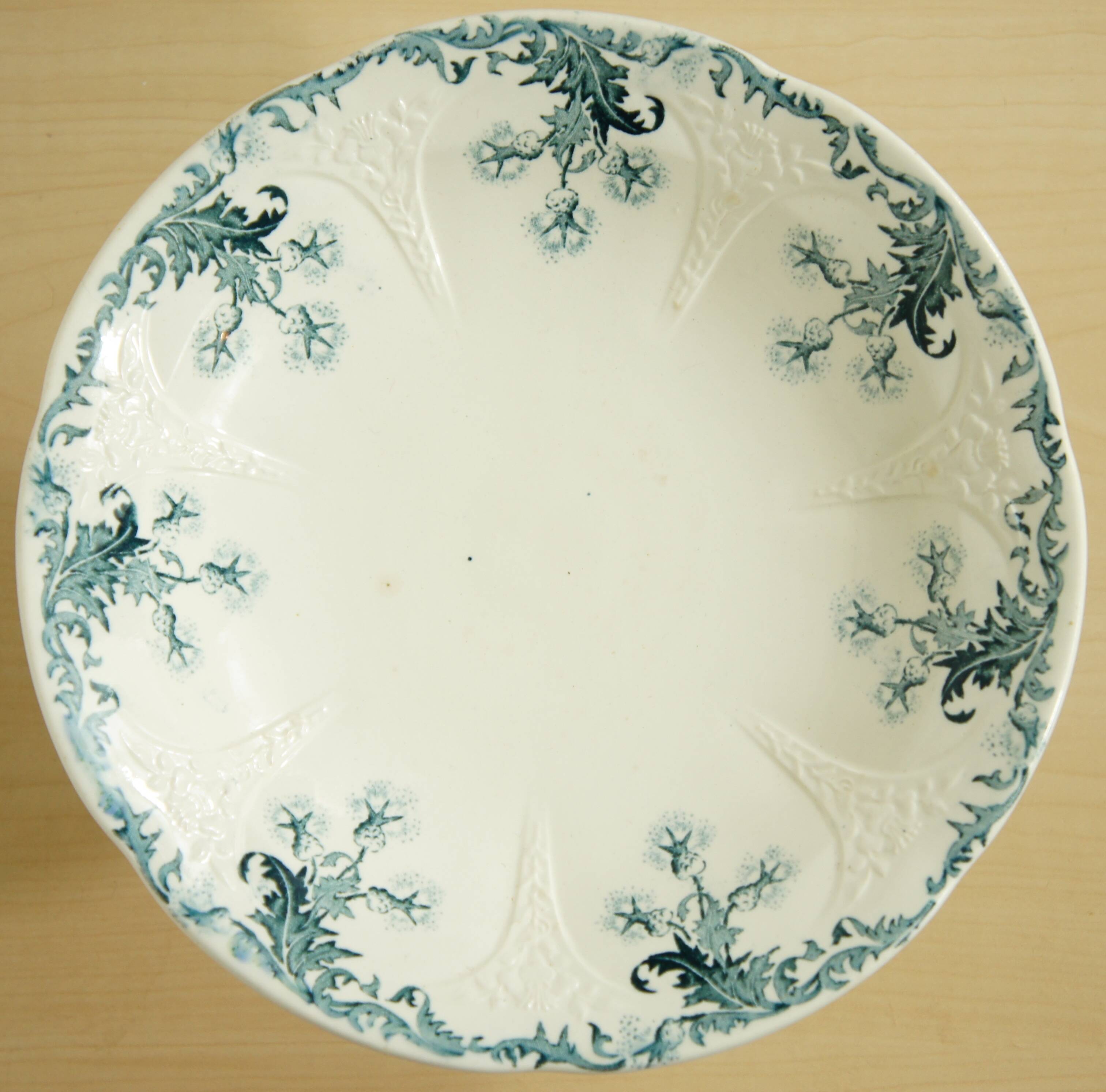 Compotier Lorrain de Longwy "chardons" fin XIXème