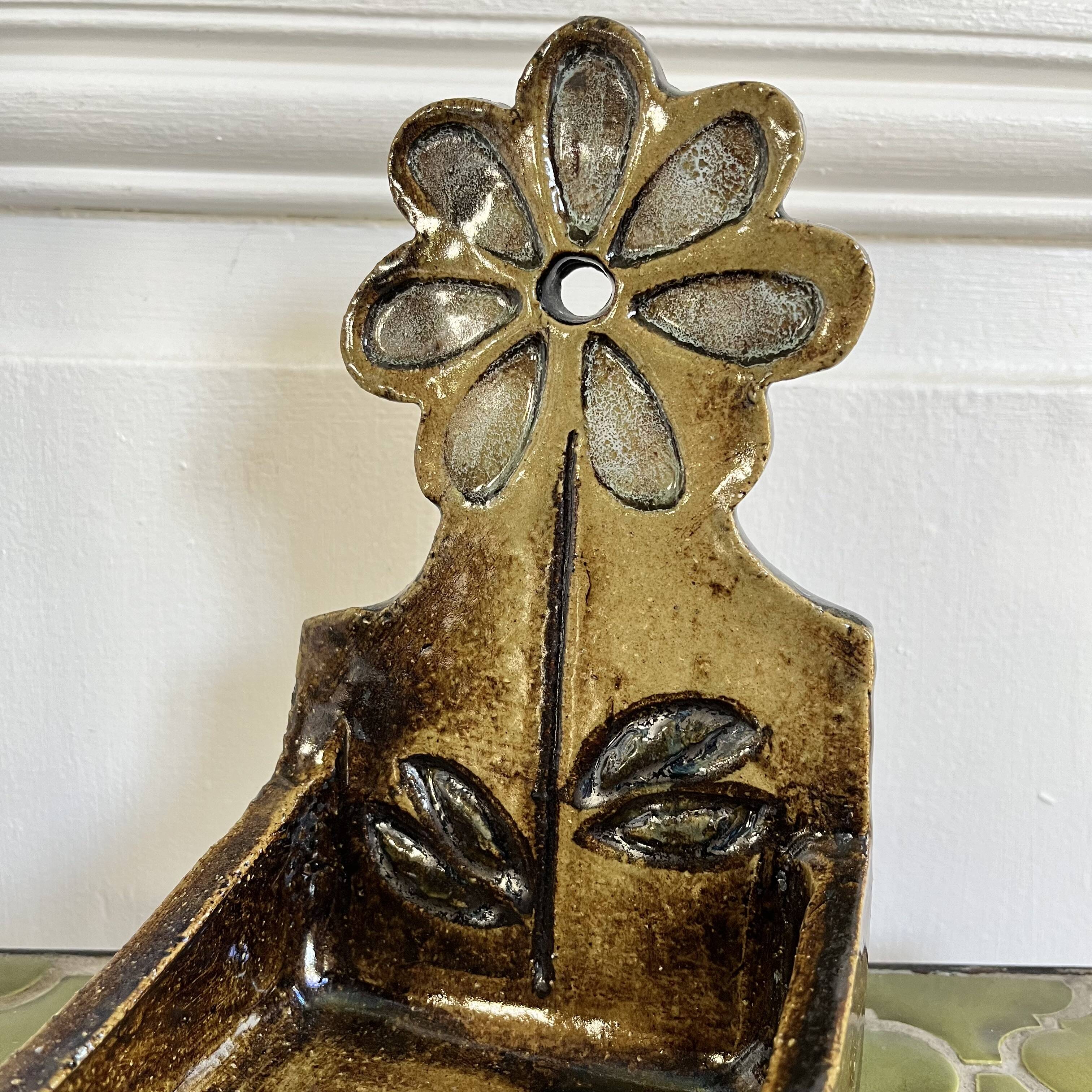 Ceramic soap dish/pocket tray Le Trident, 60s/70s, Vallauris