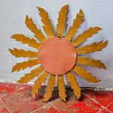 Sun mirror in gilded wood, France, 1960, 38 cm