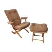 Relax armchair and its velvet ottoman from the 70s /80