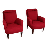 Fauteuils en tissu bordeaux victoriens, 1950 Suède