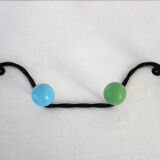 Wrought iron and wood coat rack from the 60s