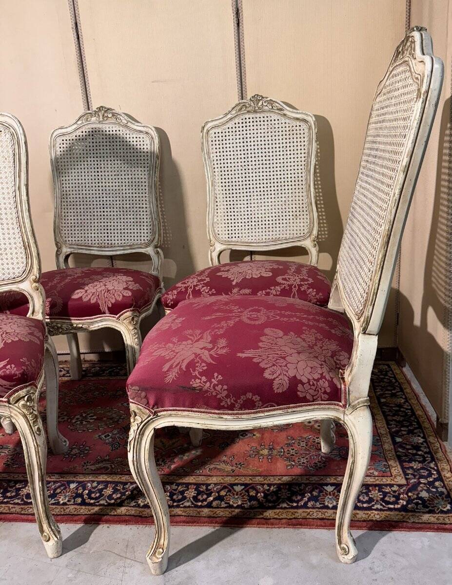Set of four Louis XV chairs in lacquered wood