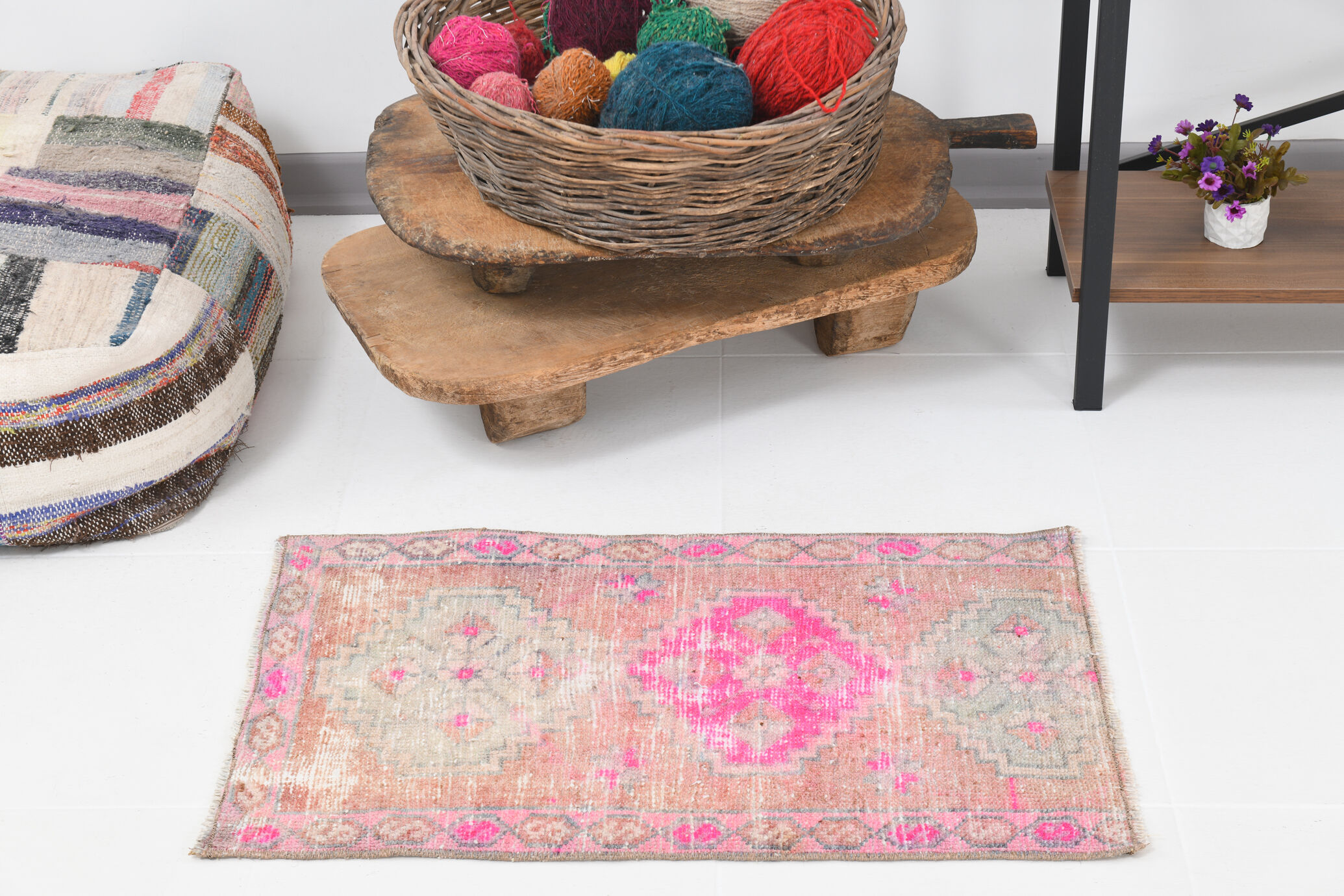 Handmade Faded Color Turkish Door Mat Rug