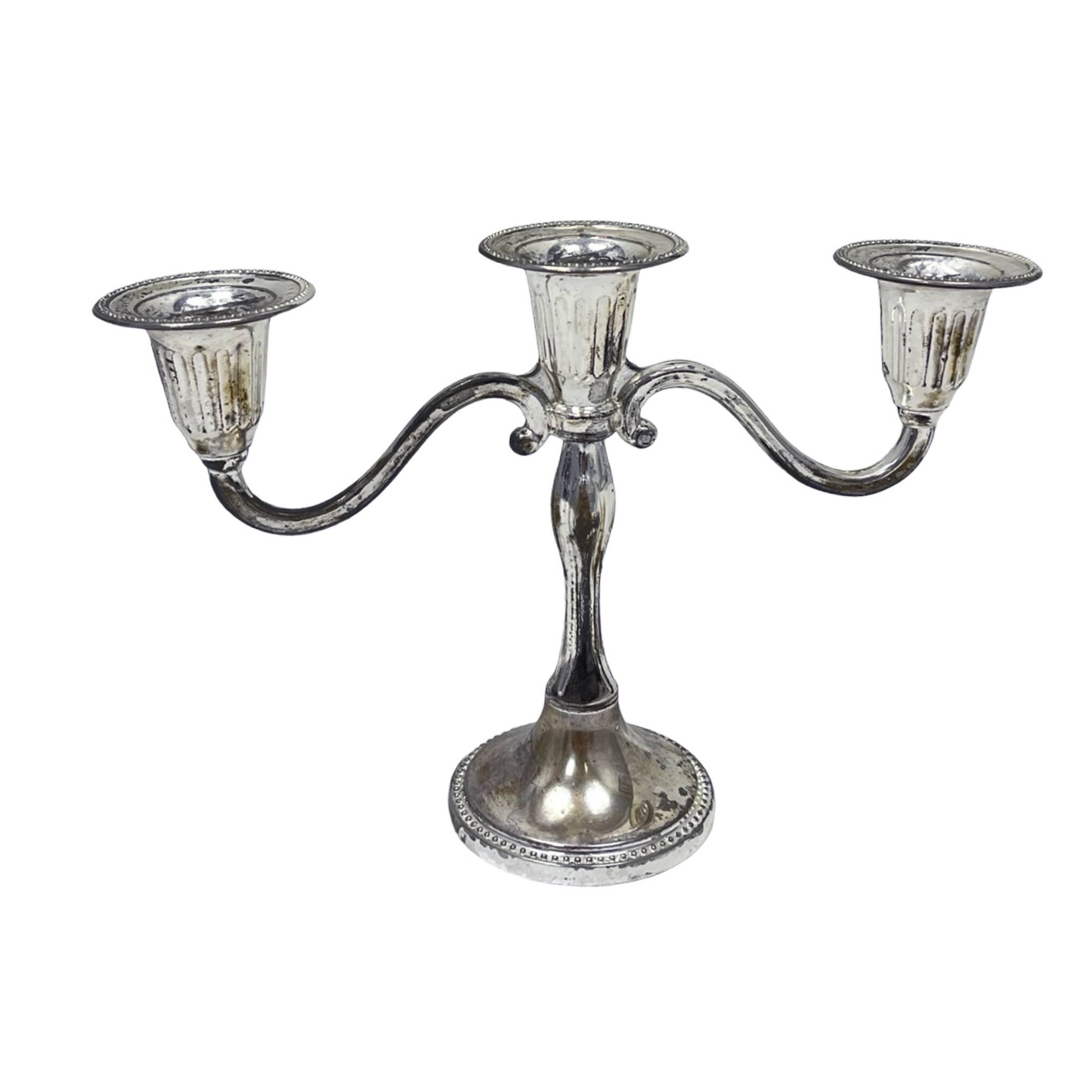Silver-plated three-arm candelabra by I.P. ON ZINC, England, 1960s.