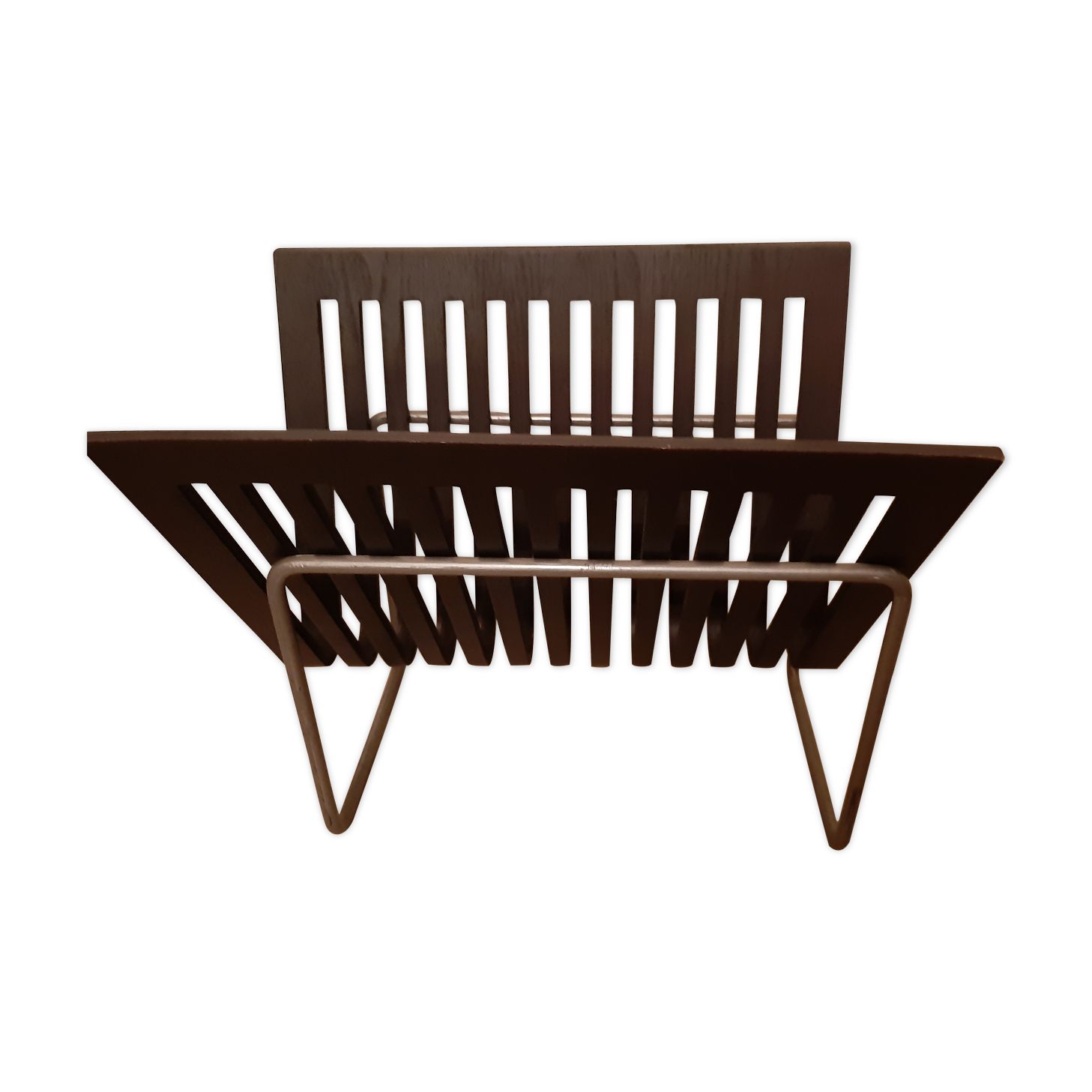 Wood and metal magazine holder