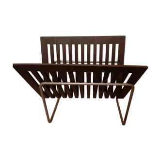 Wood and metal magazine holder