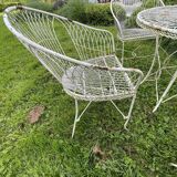 Italian garden furniture, vintage furniture, table and 4 wrought iron chairs
