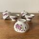 Set of 5 small porcelain coffee bowls, violet decor