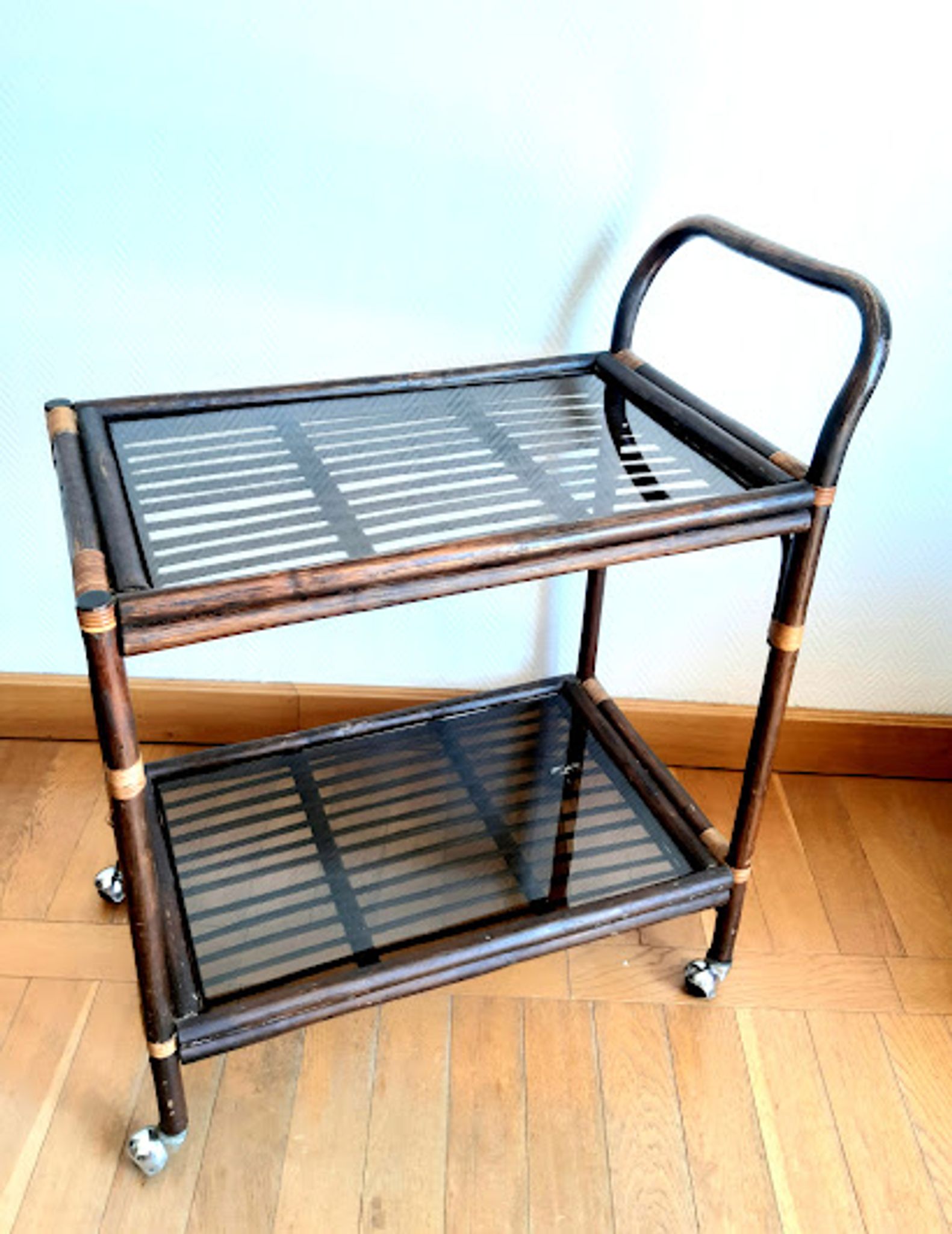 Rattan and smoked glass rolling service