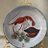 Decorative deep plate signed Vallauris – Handmade – Fish motif or