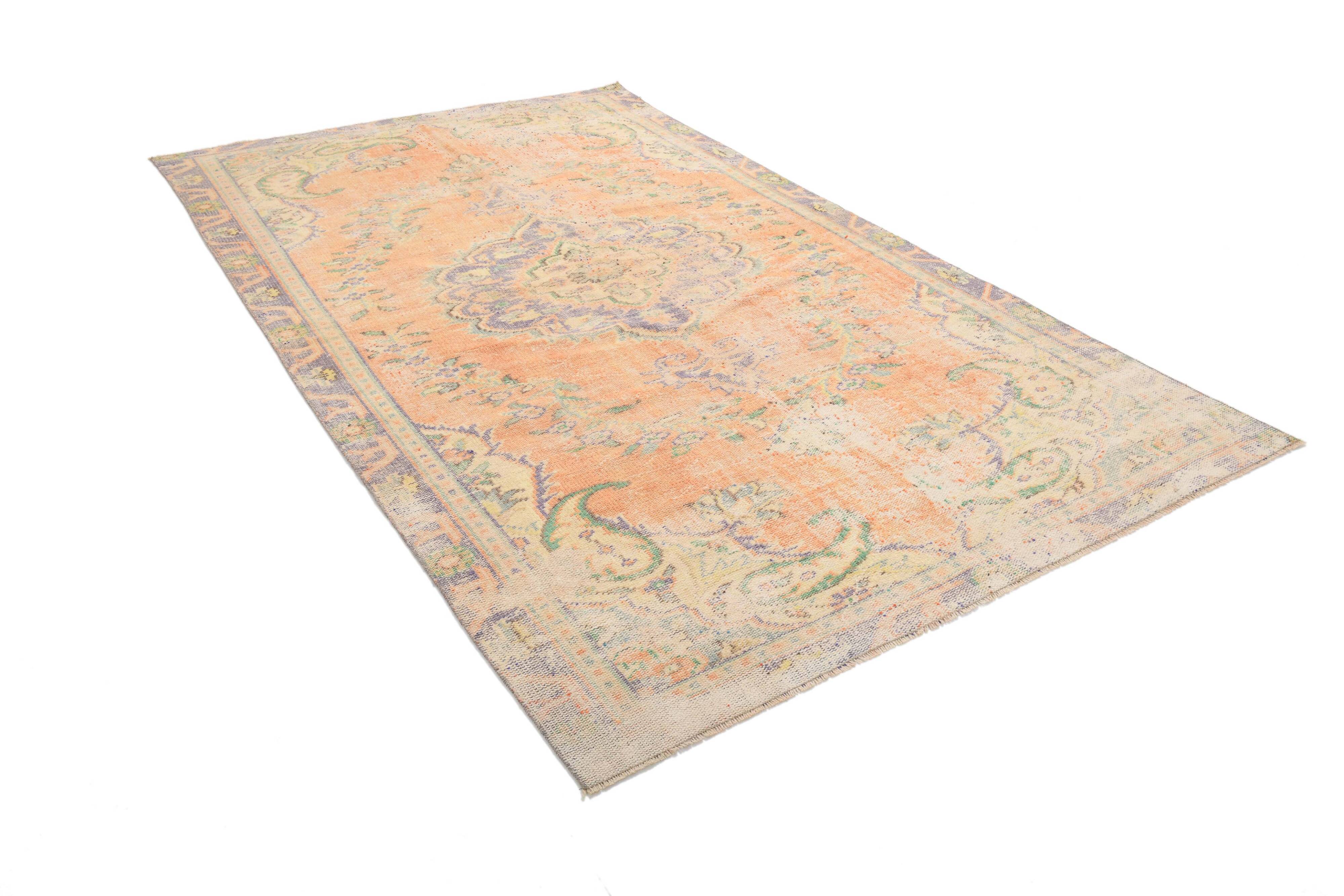 6x10 Peach Orange Classic Handmade Vintage Rug, 174x300Cm