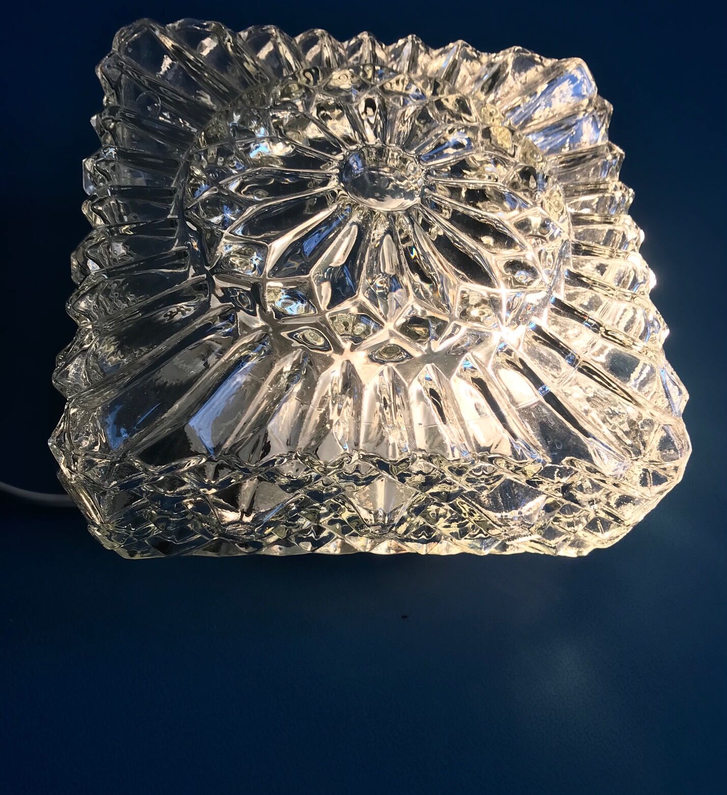 Square ceiling light in chiseled glass