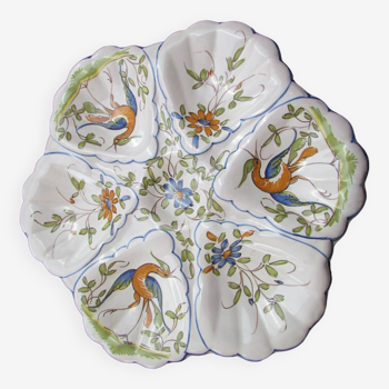 Oyster plate, signed, Moustiers model