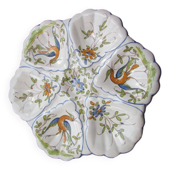 Oyster plate, signed, Moustiers model