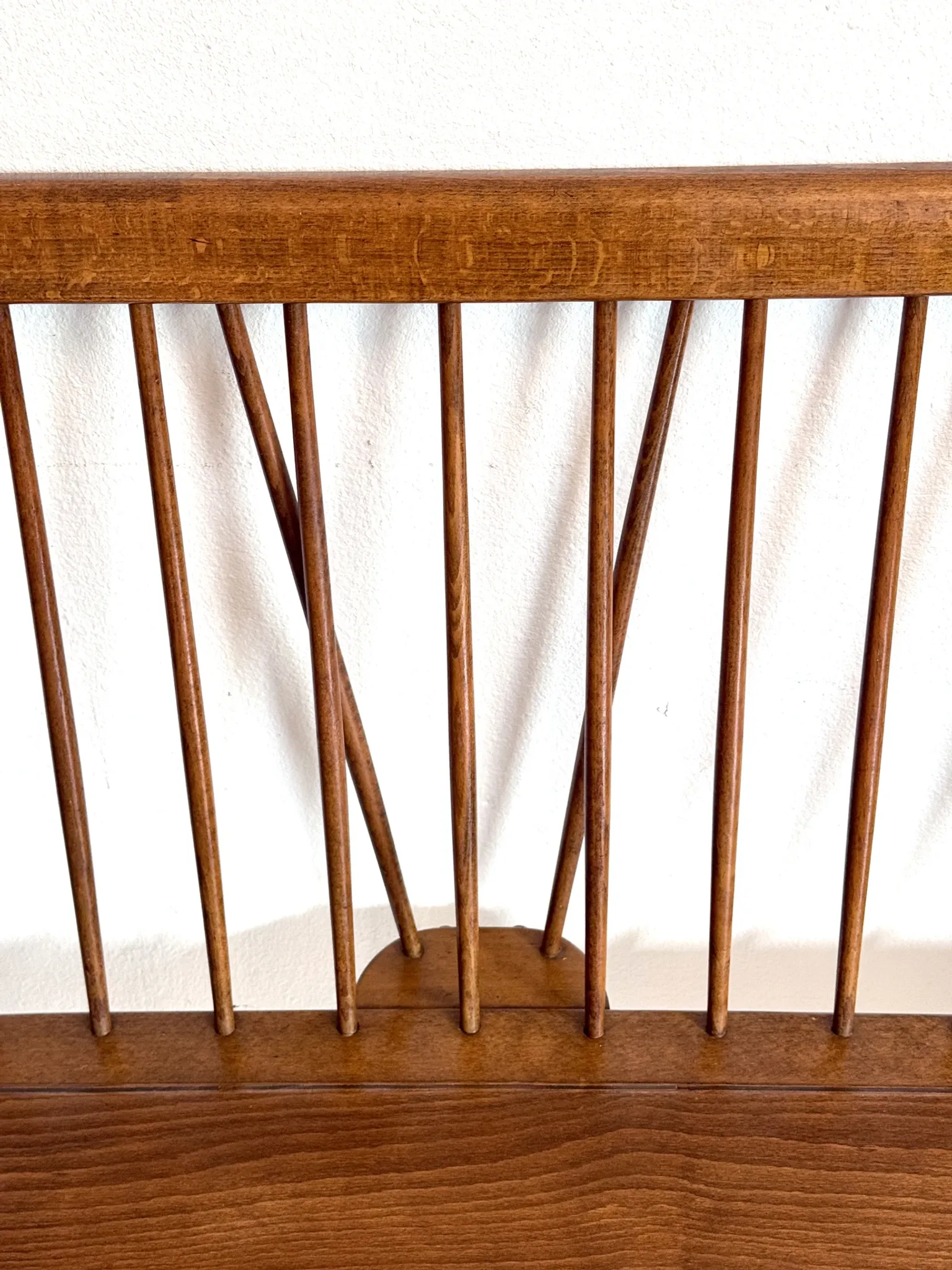 Vintage mid-century slatted bench from the 1960s.