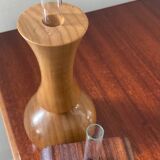 Duo of Scandinavian soliflores in wood and glass