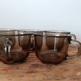 Arcoroc - 11 tasses à café vintage verre fumé