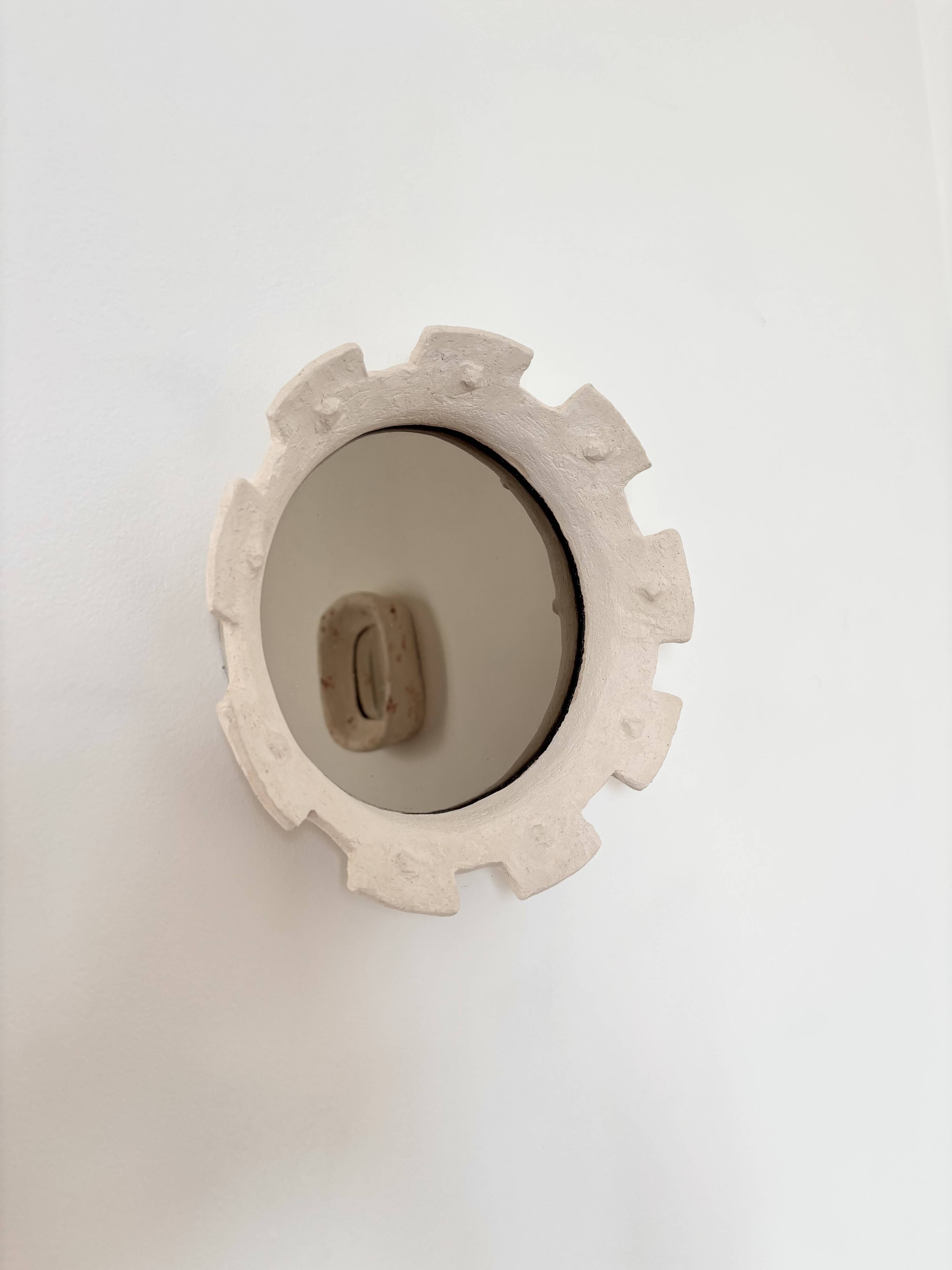 Contemporary French ceramic mirror, "Gioielli" by Renzo Maar.