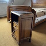 Art Deco bedside table in wood and pink marble