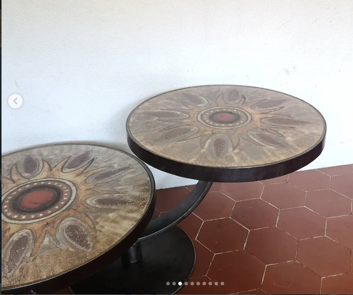 Table basse double plateau lave émaillée DS Picard / Monsan Picard vintage
