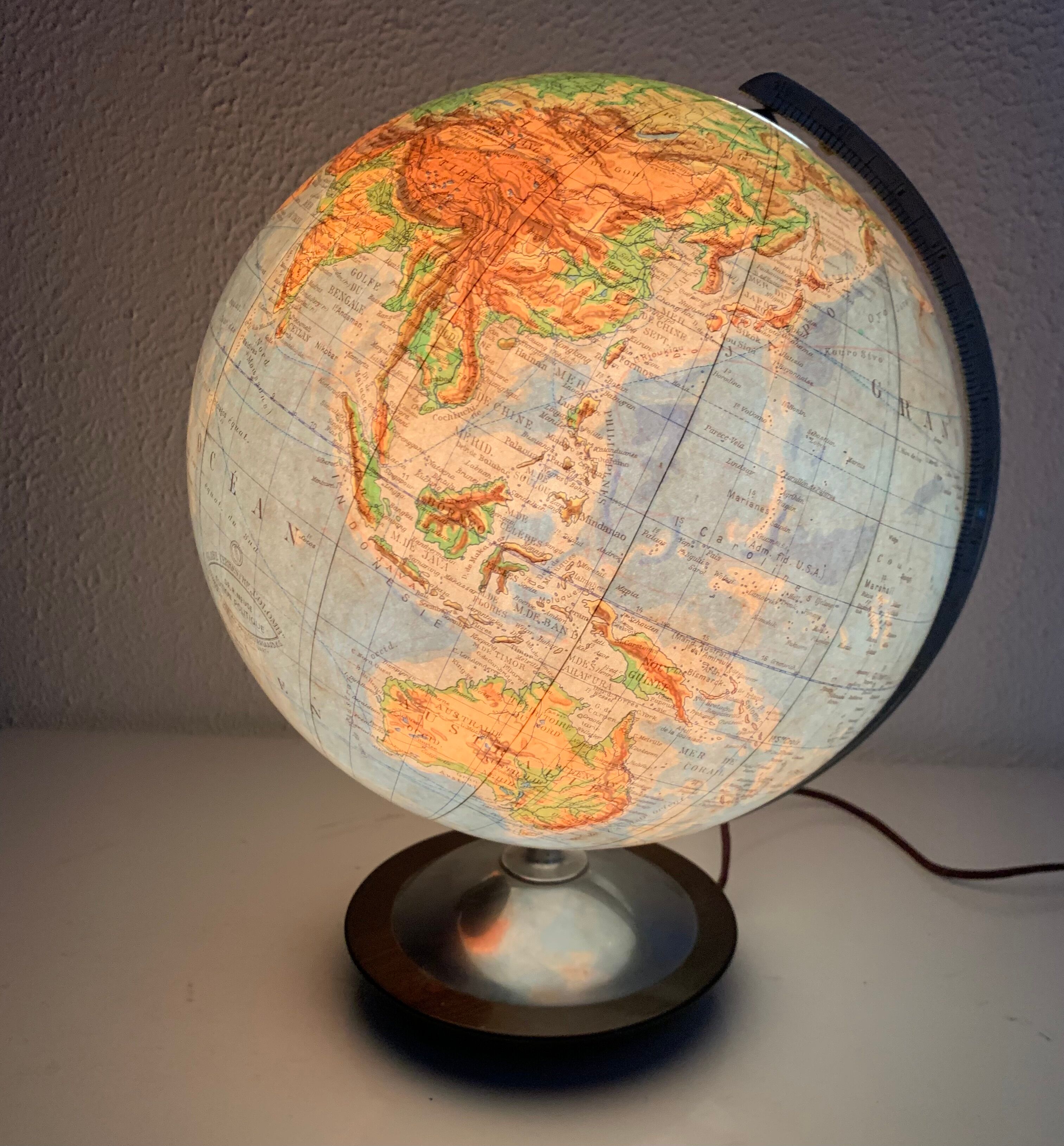 Globe vintage 1950 terrestre verre Colomb édition politique mappemonde - 34