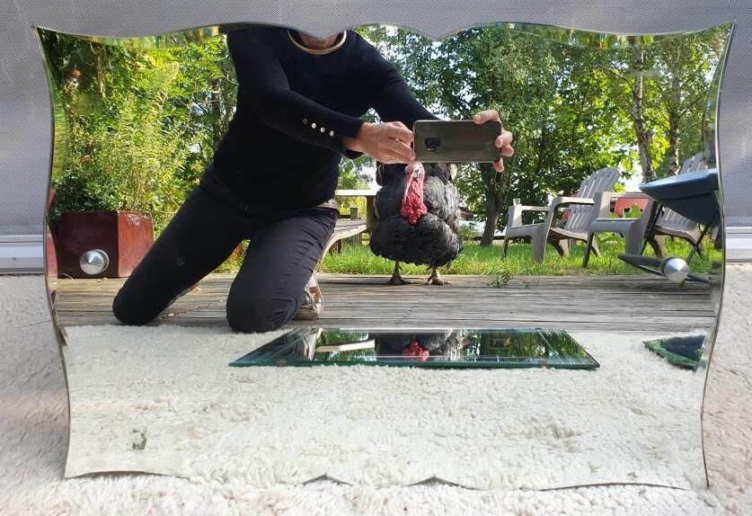 Mirror moustache Art Deco 1940 copper silver