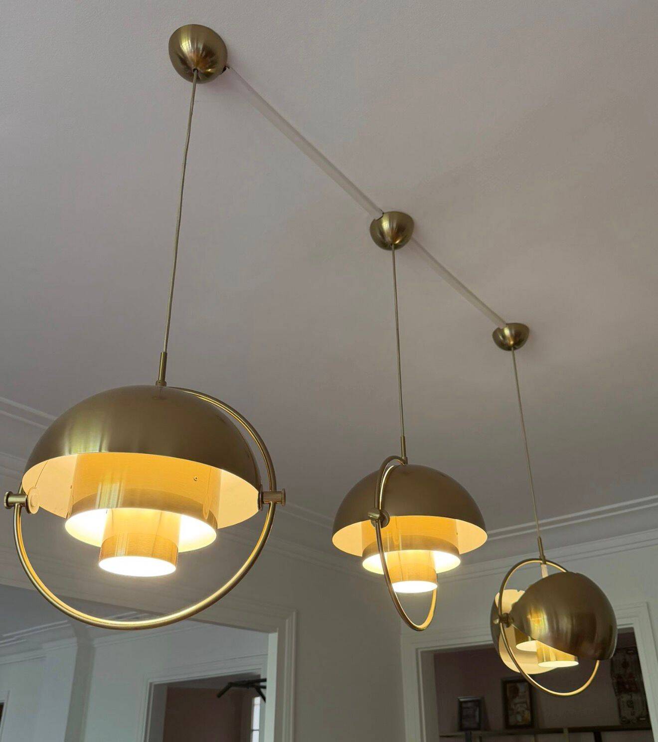 Set of 3 GUBI Multi-Lite pendants – Louis Weisdorf – Brushed brass
